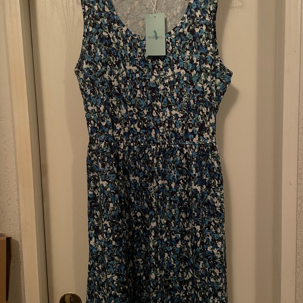 Wiholl Women's Floral Dress - Blue and White